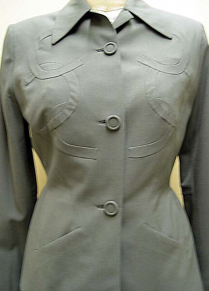 Suit, Gilbert Adrian (American, Naugatuck, Connecticut 1903–1959 Hollywood, California), (a) wool, rayon; (b) wool, American