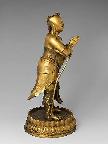 Sudhana (Shancai Tongzi), Gilt copper alloy, China