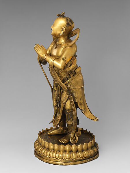 Sudhana (Shancai Tongzi), Gilt copper alloy, China