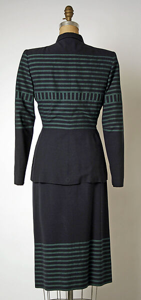 Suit, Gilbert Adrian (American, Naugatuck, Connecticut 1903–1959 Hollywood, California), (a) wool, rayon; (b) wool, American