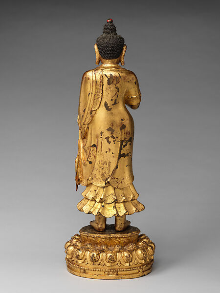 Standing Amitabha Buddha, Gilt copper alloy, China