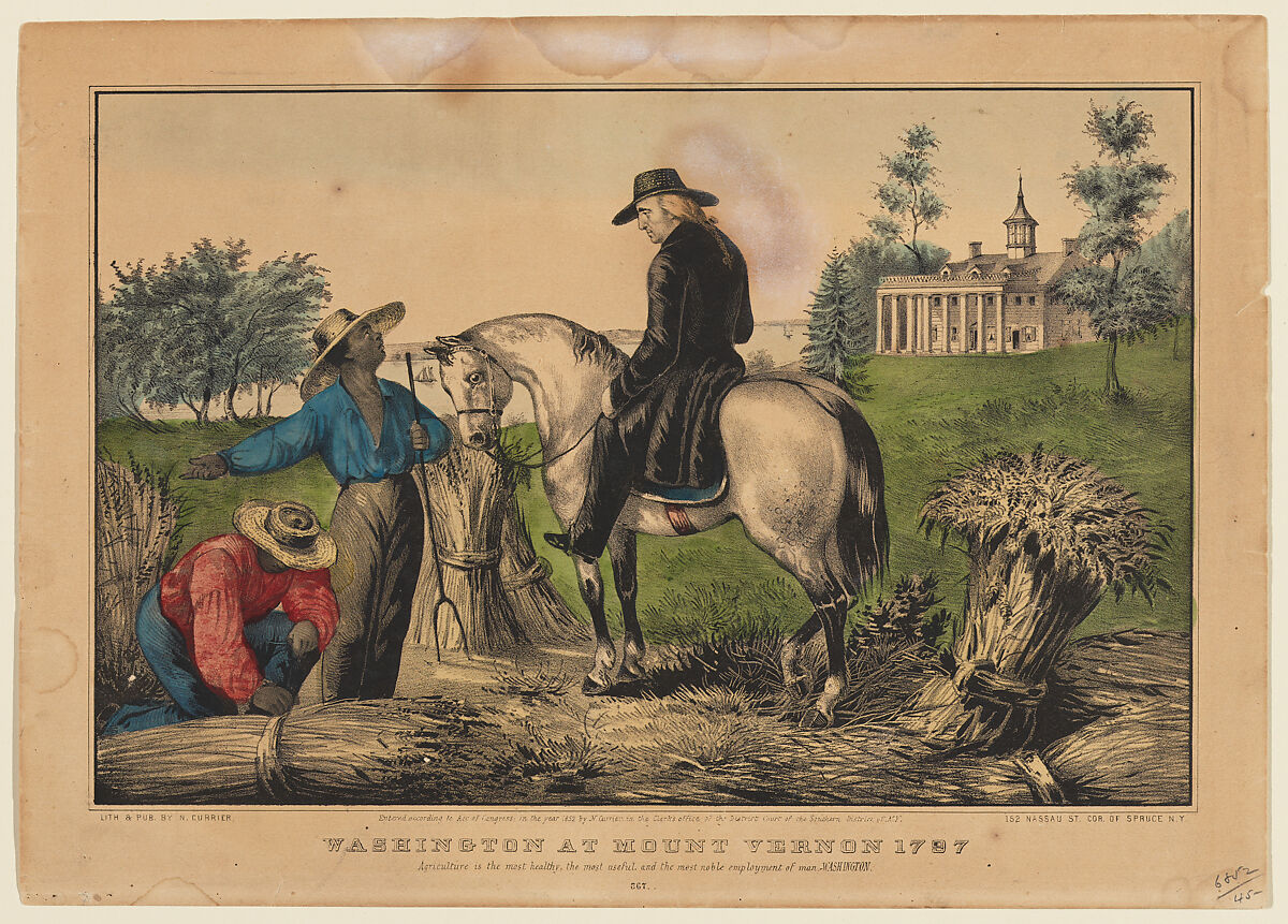 Washington at Mount Vernon 1797, Lithographed and published by Nathaniel Currier (American, Roxbury, Massachusetts 1813–1888 New York), Hand-colored lithograph 