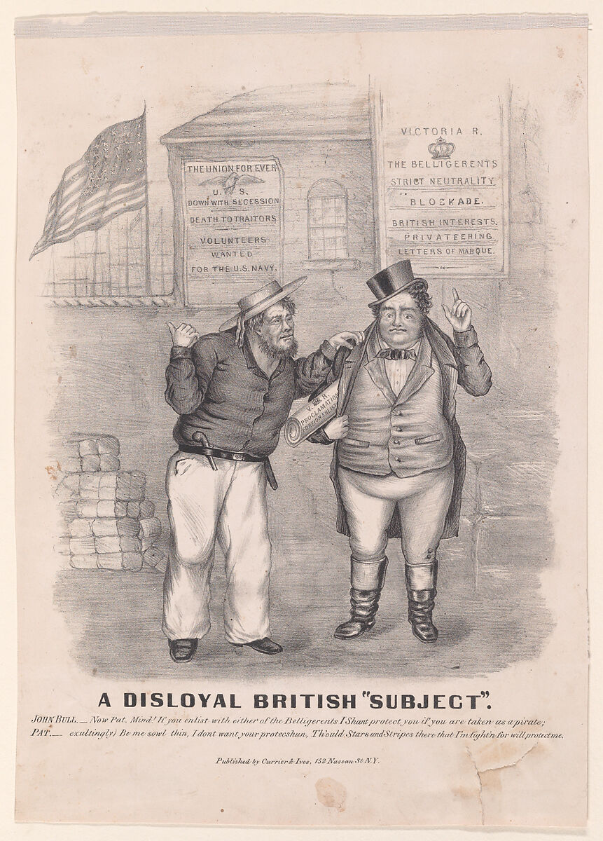 Disloyal British "Subject", Currier &amp; Ives (American, active New York, 1857–1907), Lithograph 