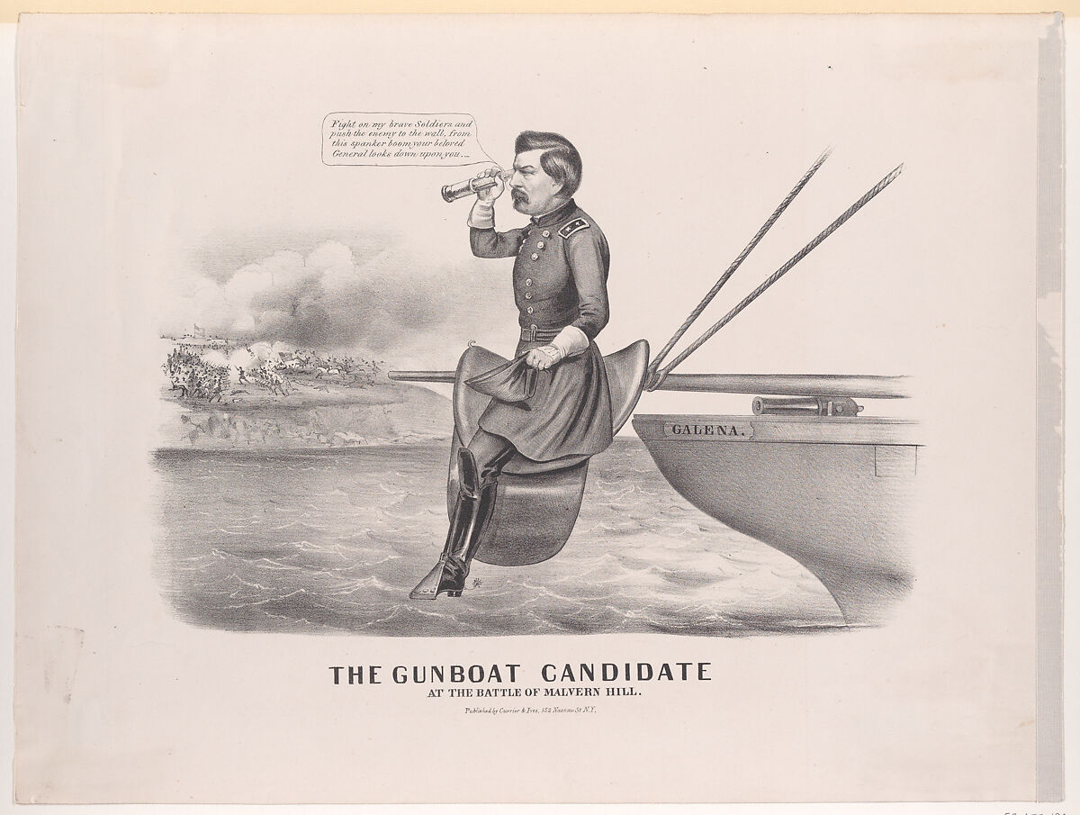 The Gun Boat Candidate, At the Battle of Malvern Hill, Probably after Louis Maurer (American (born Germany), Biebrich 1832–1932 New York), Lithograph 