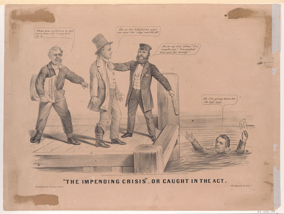 "The Impending Crisis" – Or Caught in the Act, Probably after Louis Maurer (American (born Germany), Biebrich 1832–1932 New York), Lithograph 