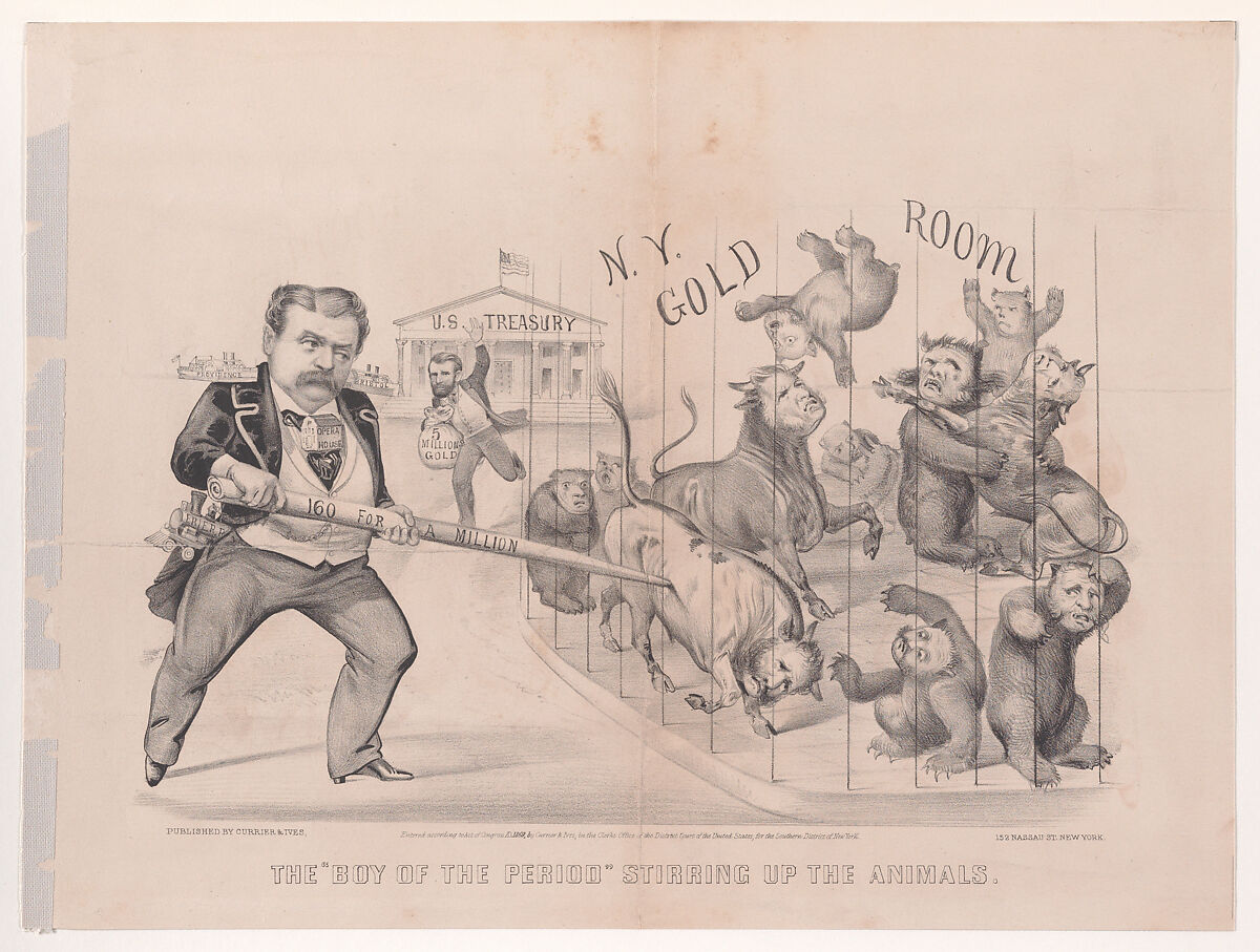 The "Boy of the Period" Stirring up the Animals, Currier &amp; Ives (American, active New York, 1857–1907), Lithograph 