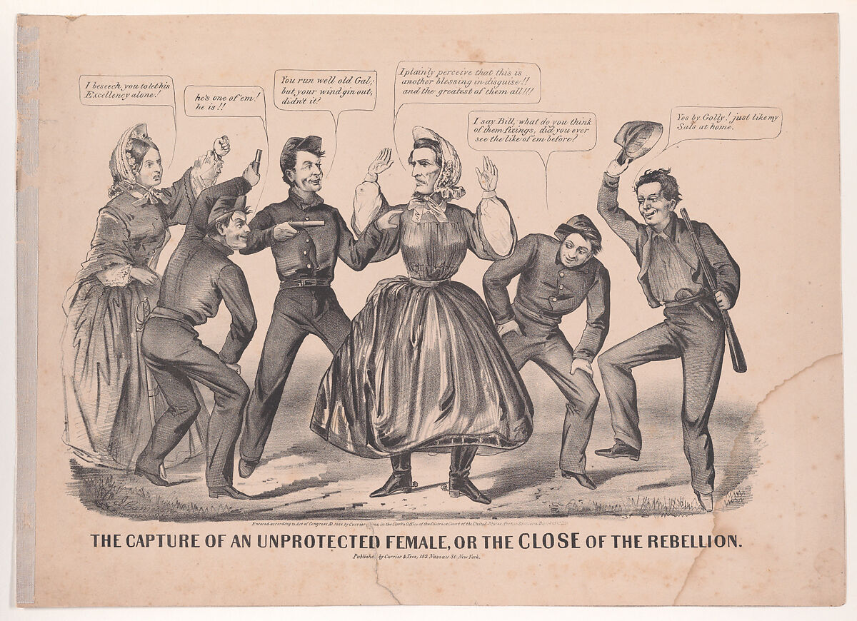 The Capture of an Unprotected Female, or the Close of the Rebellion, After John Cameron (American, born Scotland, ca. 1828–after 1896 New York), Lithograph 