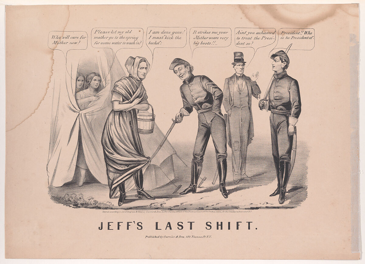 Jeff's Last Shift, After John Cameron (American, born Scotland, ca. 1828–after 1896 New York), Lithograph 