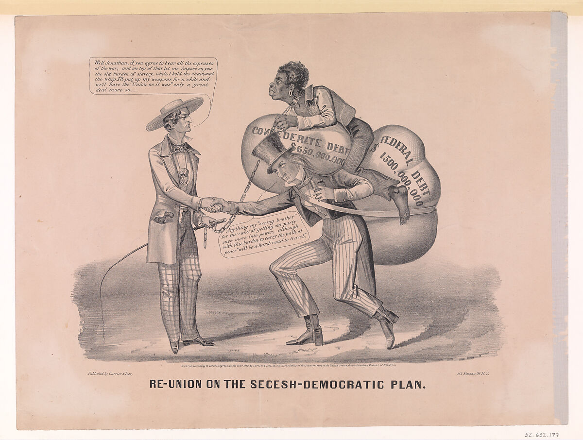 Re-union on the Secesh-Democratic Plan, Currier &amp; Ives (American, active New York, 1857–1907), Lithograph 