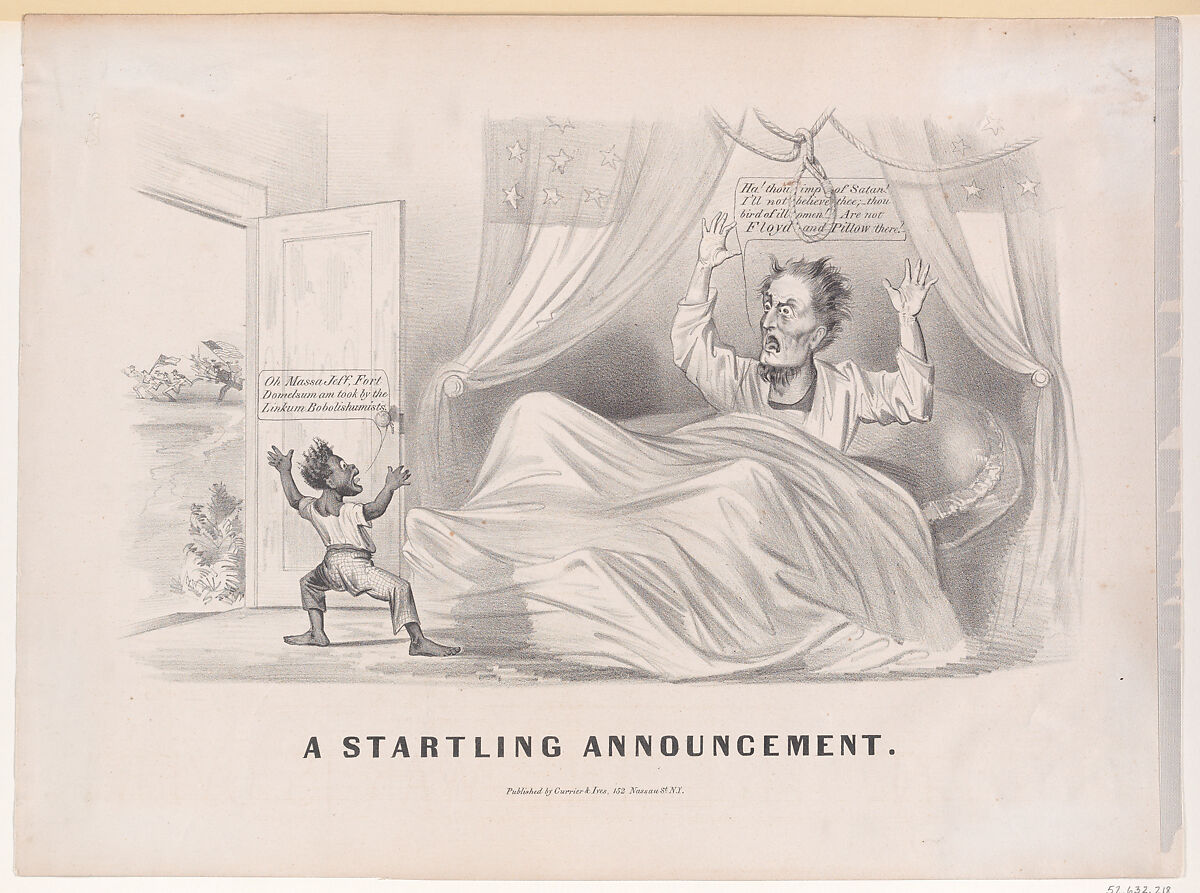 A Startling Announcement, Currier &amp; Ives (American, active New York, 1857–1907), Lithograph 