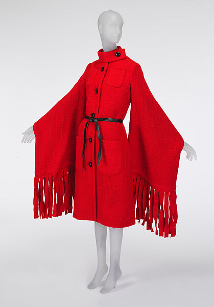 Coat, Pierre Cardin (French (born Italy), San Biagio di Callalta 1922–2020 Neuilly), wool, acetate, leather, French