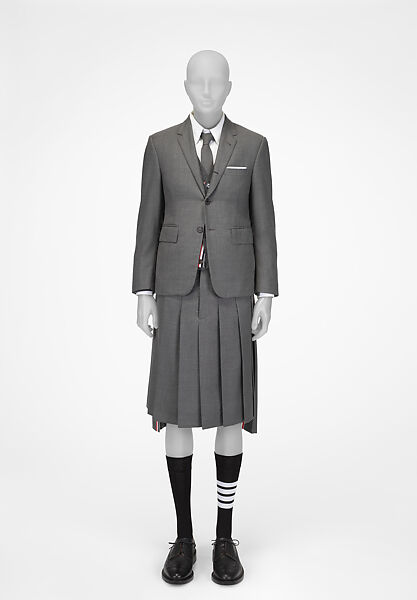 Ensemble, Thom Browne (American, born 1965), wool, cashmere, cotton, synthetic lining, nylon, leather, American