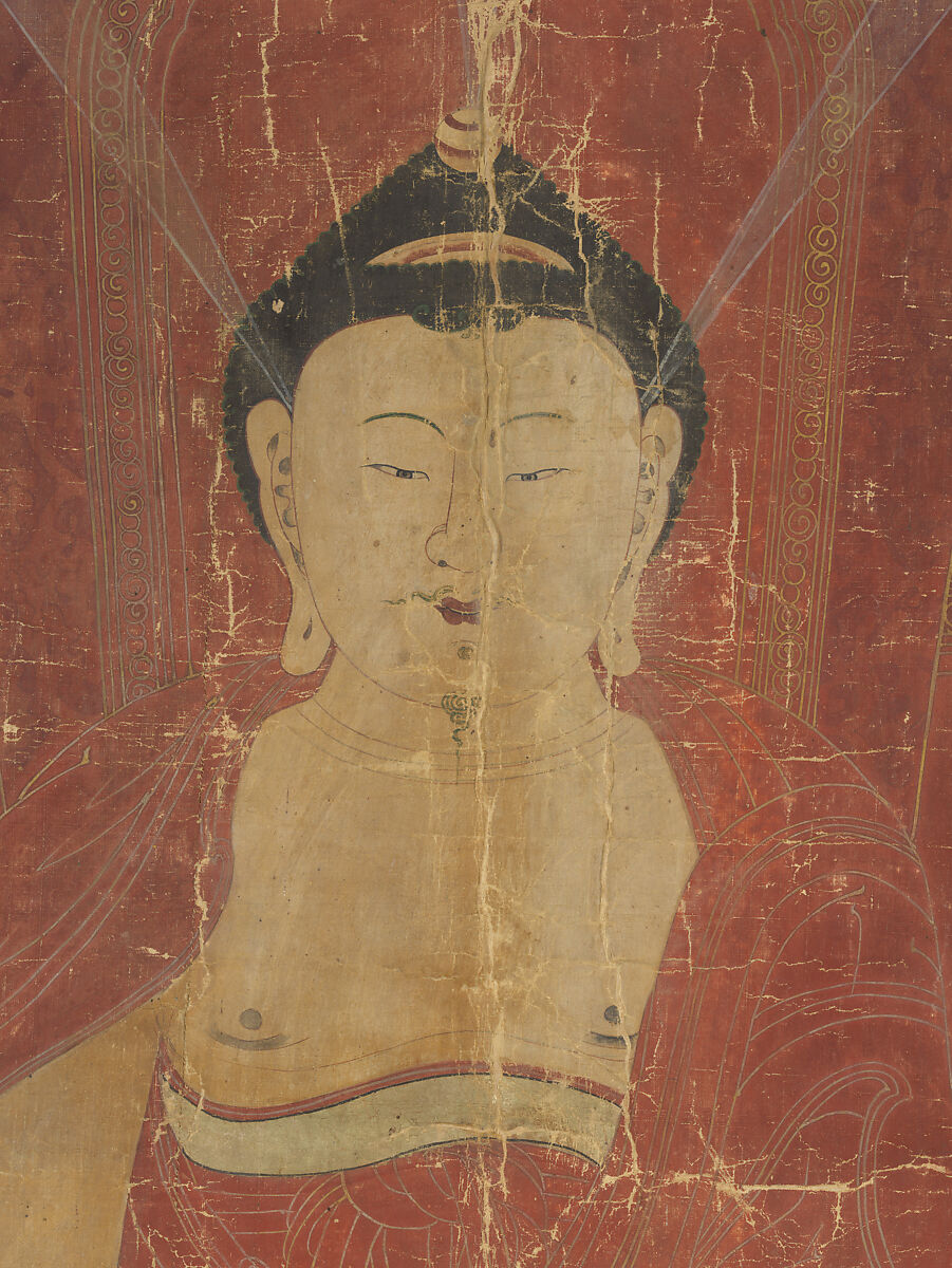 Vulture Peak Assembly, Unidentified artist, Unmounted; ink, gold, silver and white pigment on silk, Korea