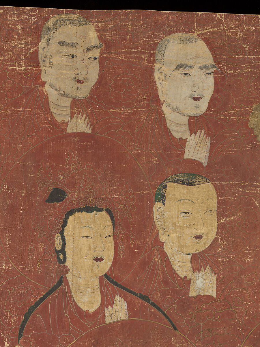 Vulture Peak Assembly, Unidentified artist, Unmounted; ink, gold, silver and white pigment on silk, Korea