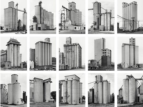 Grain Elevators (United States, Germany, and France), Bernd and Hilla Becher (German, active 1959–2007), Gelatin silver prints 