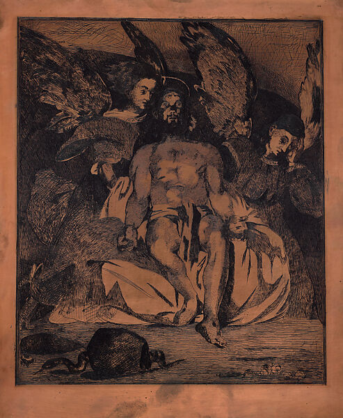 Dead Christ with Angels, Edouard Manet (French, Paris 1832–1883 Paris), Copperplate, etched and aquatinted, French 