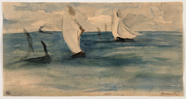 Marine, Edouard Manet  French, Watercolor, French