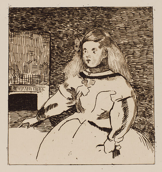 The Infanta Margarita, after Velázquez, Edouard Manet (French, Paris 1832–1883 Paris), Etching; only state, French 