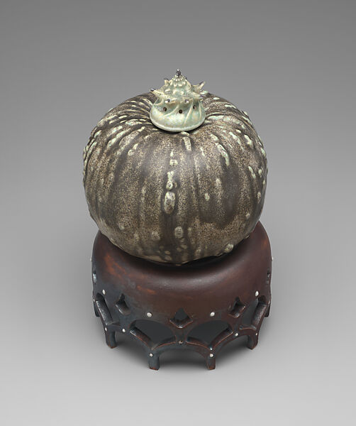 Vase in the form of a gourd on a stand, Taxile Maximin Doat (French, 1851–1938), Hard-paste porcelain; stoneware stand, French, Sèvres