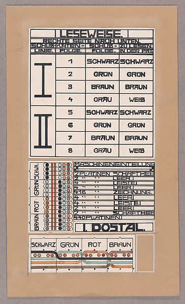 Design for Woven Textile Patterns, Wiener Werkstätte, Ink, watercolor and gouache on white paper or card, fabric swatch, with liftable overlay
