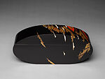 Sudden Shower, Thunderstorm, Okada Yoshio 岡田嘉夫 (Japanese, born 1977), Dry lacquer (kanshitsu) body with gold, silver, and color togidashimaki-e, hiramaki-e, e-nashiji, and mother-of-pearl inlays on black lacquer ground, Japan