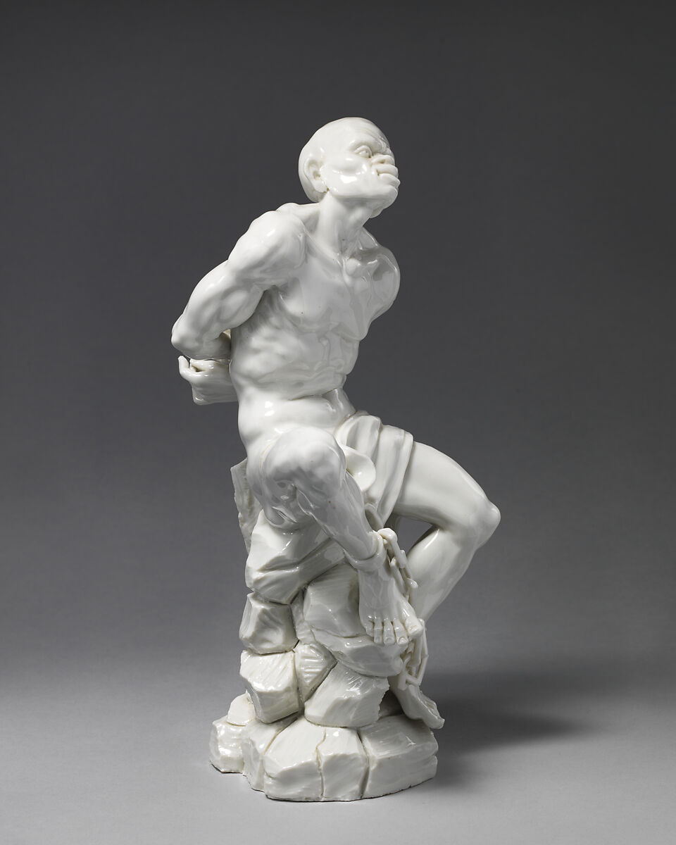 Figure of an Enslaved African Man, Possibly after a model by Giuseppe Piamontini (Italian, 1664–1742), Hard-paste porcelain, Italian, Doccia