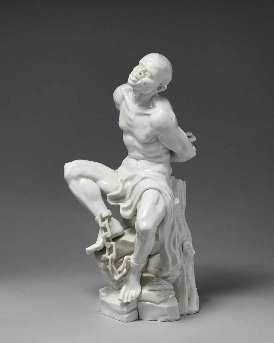 Figure of an Enslaved African Man, Possibly after a model by Giuseppe Piamontini (Italian, 1664–1742), Hard-paste porcelain, Italian, Doccia 