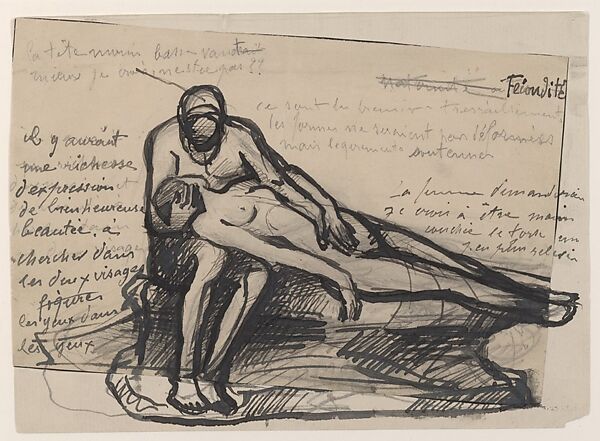 Fécondité, Gaston Lachaise (American (born France) 1882–1935), Ink with graphite on two sheets of paper 