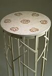 "Seven Roses" plant stand, Michael Hurwitz (American, born Miami, Florida 1955), Carved and painted cherrywood, marble mosaic