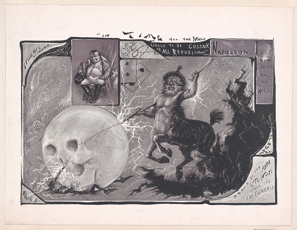 "In Time All the World Likely to be Cossack or All Republican" – Napoleon I (published in "Time"), Thomas Nast (American (born Germany), Landau 1840–1902 Guayaquil), Relief print and electrotype 