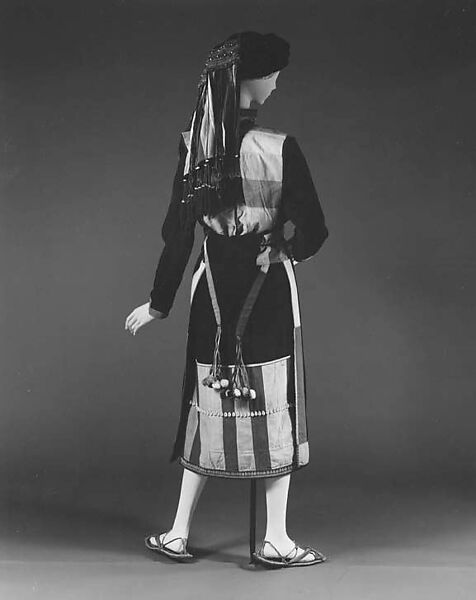 Ensemble, cotton, wool, metal, shell, plastic, Southeast Asia (Lisu)