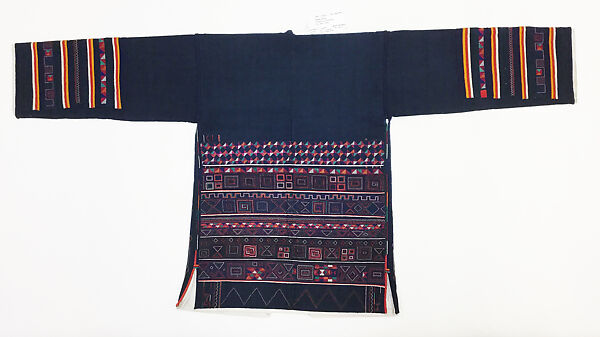 Ensemble, cotton, silk, silver, glass, Thailand (Akha)