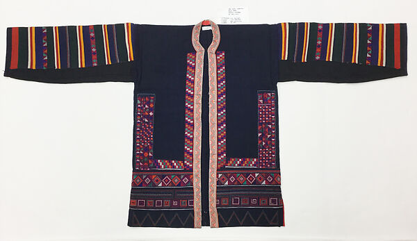 Ensemble, cotton, silk, silver, glass, Thailand (Akha)
