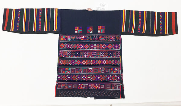 Ensemble, cotton, silk, silver, glass, Thailand (Akha)