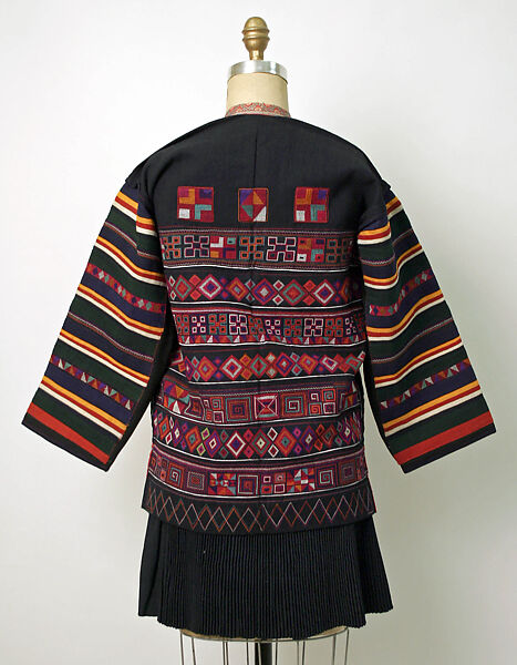 Ensemble, cotton, silk, silver, glass, Thailand (Akha)