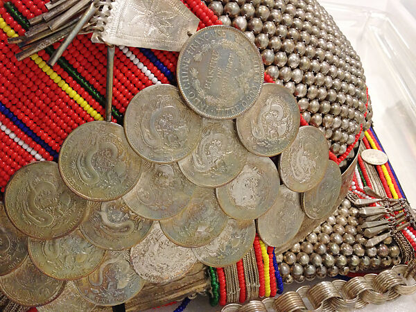 Ensemble, cotton, silk, silver, glass, Thailand (Akha)