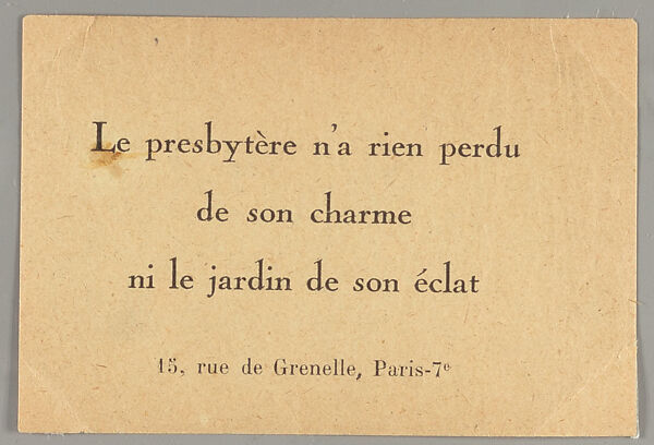 Le presbytère n'a rien perdu de son charme ni le jardin de son éclat, Bureau de recherches surréalistes 