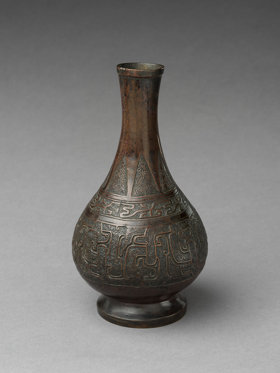 Vase with archaic-style patterns, Copper alloy, China