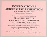 Collection of exhibition announcement, invitation, and broadside to the International Surrealist Exhibition, New Burlington Galleries, 1936