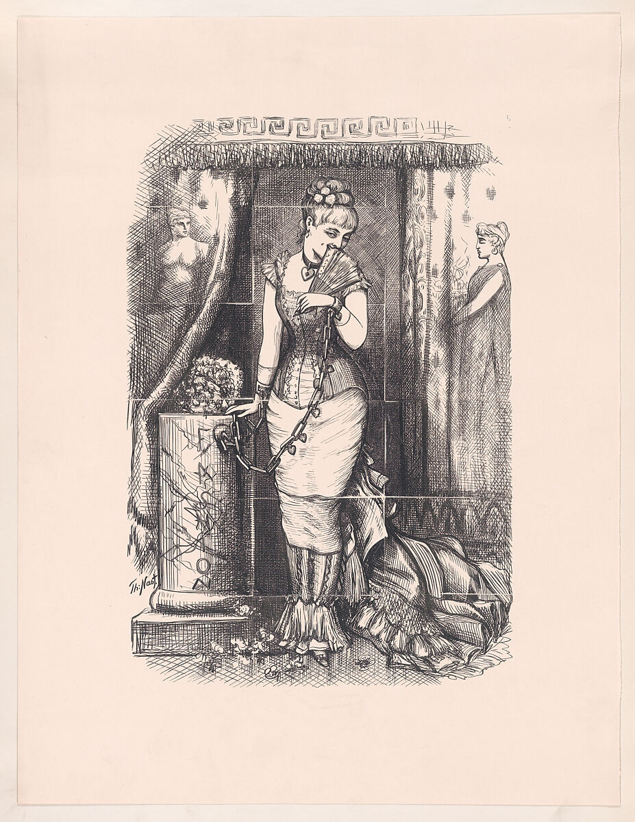 The Slave of Fashion (published in "Harper's Bazar," April 20, 1878), Thomas Nast (American (born Germany), Landau 1840–1902 Guayaquil), Relief print and electrotype 