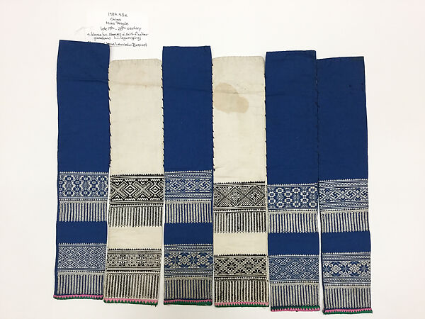 Ensemble, (a–c, e–i) cotton
(d) bast fiber, China (Miao)