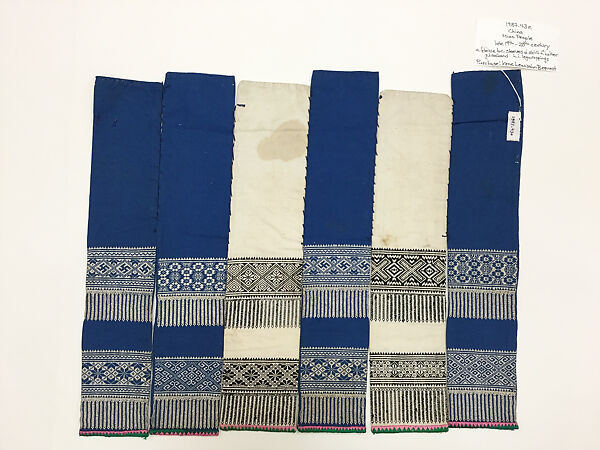 Ensemble, (a–c, e–i) cotton
(d) bast fiber, China (Miao)