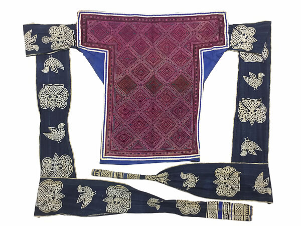 Ensemble, cotton, silk, China (Miao-Gejia)