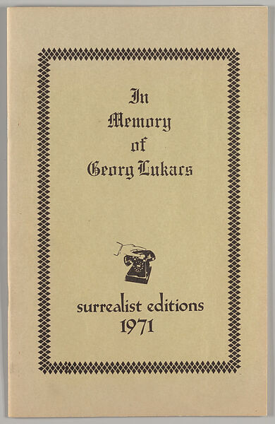 In memory of Georg Lukacs, Surrealist Editions 