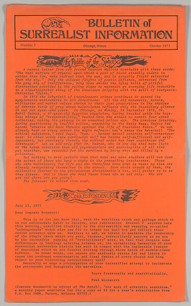 Bulletin of surrealist information, Pat Halley (American, 1950–2007) 