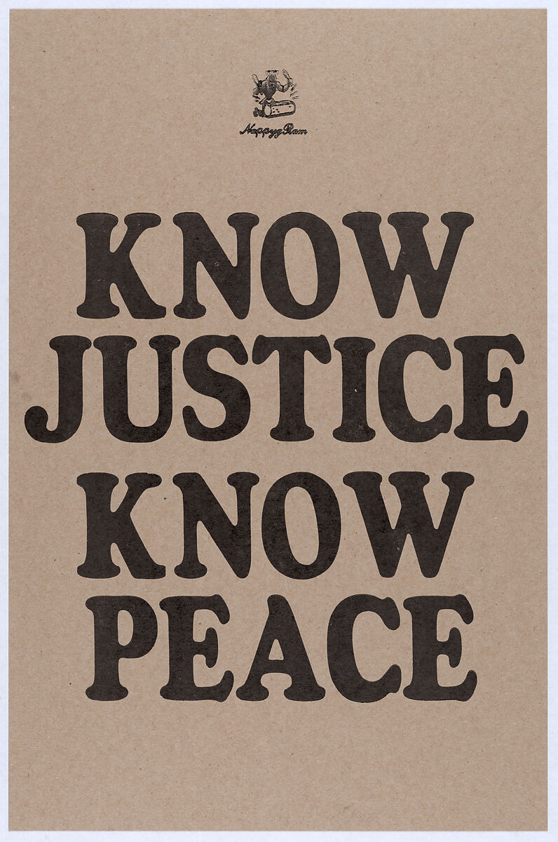 Know Justice Know Peace, Amos Kennedy (American, born Lafayette, Louisiana, 1948), Letterpress 