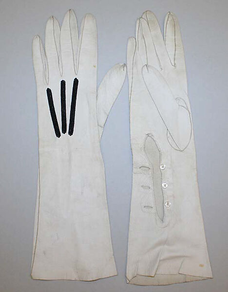 Gloves, leather, silk, French 
