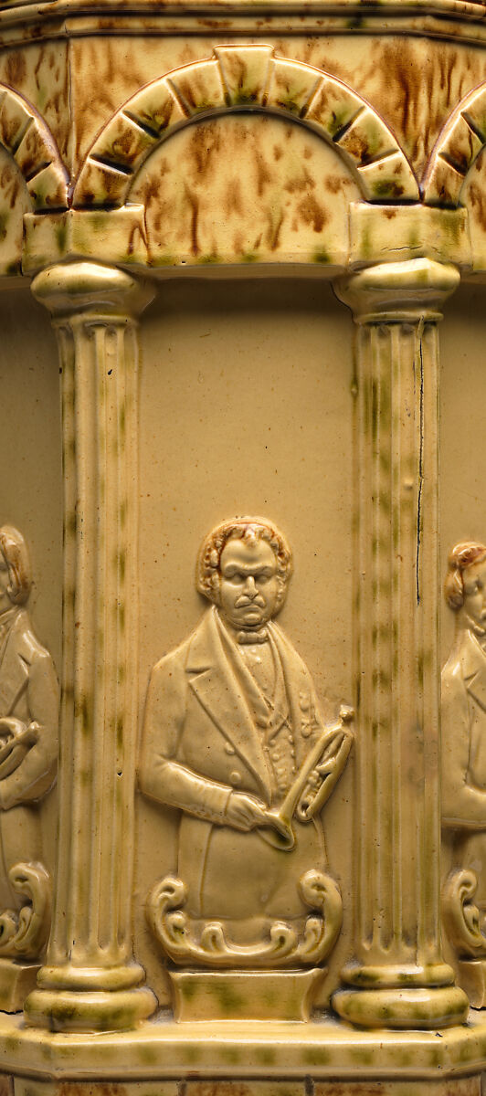 Rockingham “Distin Family Band” garden seat, Designed by Charles Coxon (1805–1868), Yellow earthenware