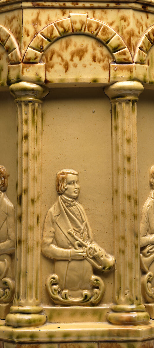 Rockingham “Distin Family Band” garden seat, Designed by Charles Coxon (1805–1868), Yellow earthenware