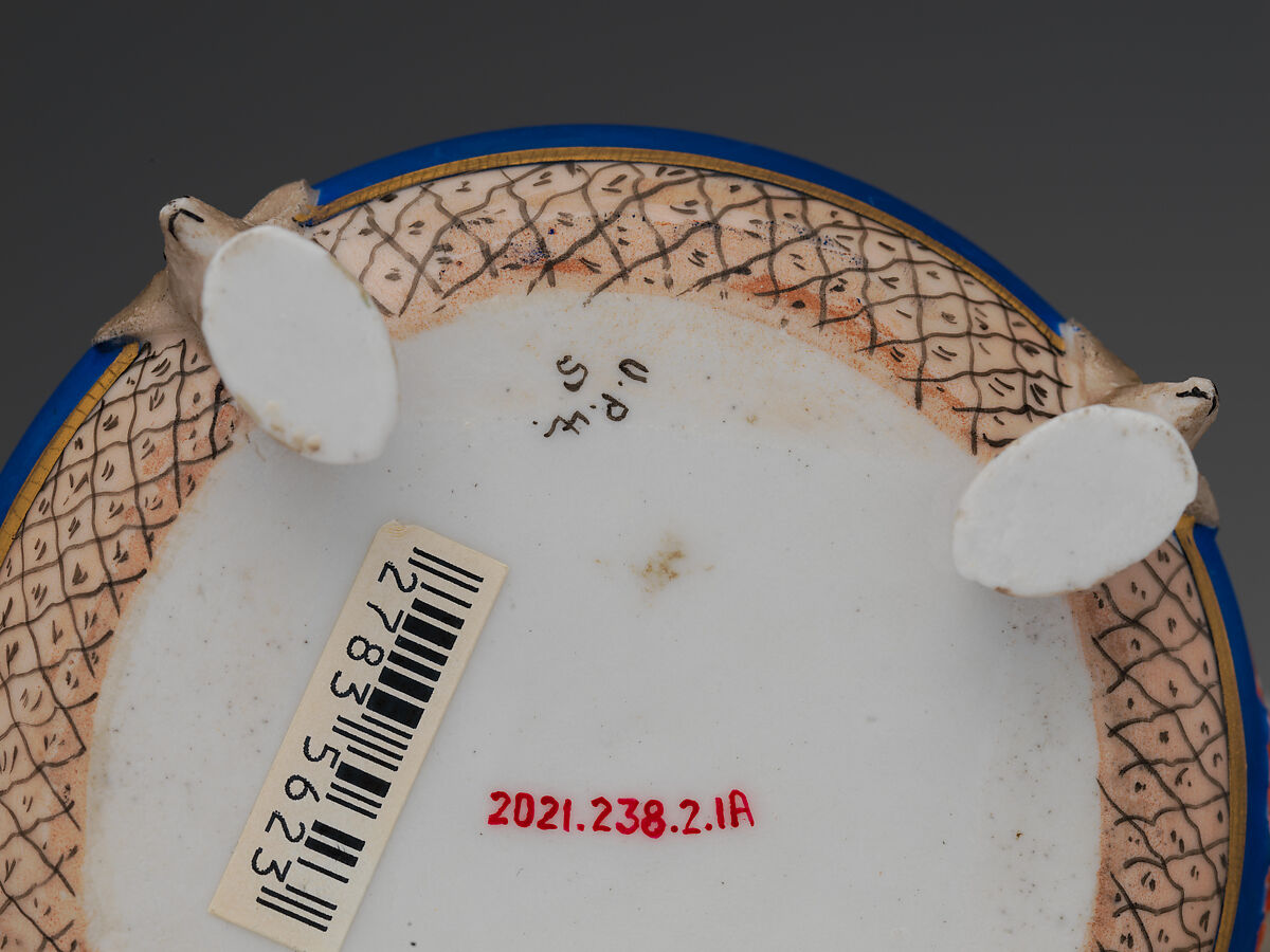 Partial tea set (teapot, sugar bowl, cream pitcher, slop bowl), Union Porcelain Works (American, 1863–1922), Porcelain; allover blue ground with delicate gilded and enamel decoration